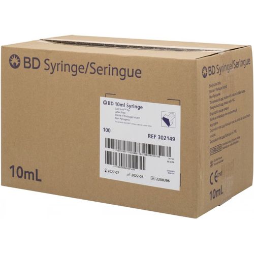 BD Luer Lock Syringe 10mL 302149 - Box/100